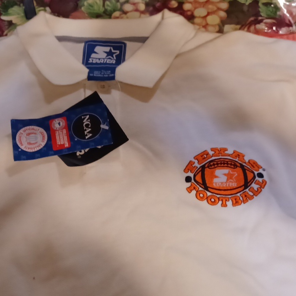 Vintage Starter Texas Football White Polo Large